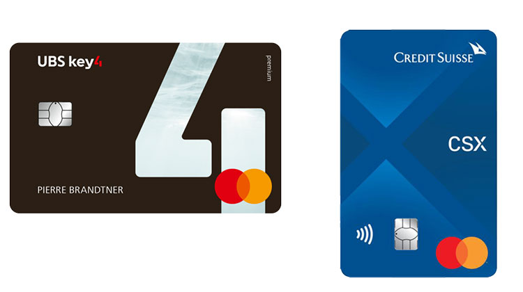 Kreditkarten von UBS Key4 und von CSX der Credit Suisse