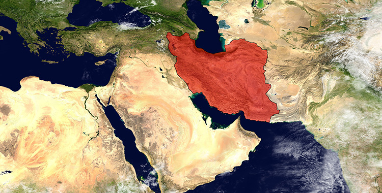 Satellitenaufnahmen des Iran und der umgebenden Staaten