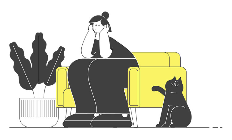 Illustration einer Frau in ihrer Eigentumswohnung