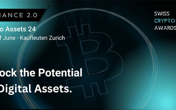 Hinweisschild auf die Konferenz Finance 2.0 – Crypto Assetts 24