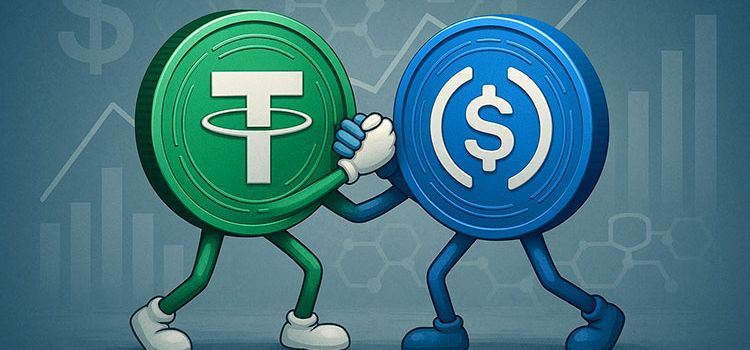 Die Stablecoins Tether und USDC als Illustration, sie stützen sich gegenseitig