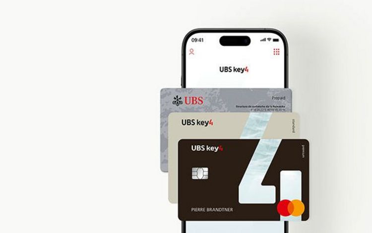 Karten der App UBS Key4 Banking